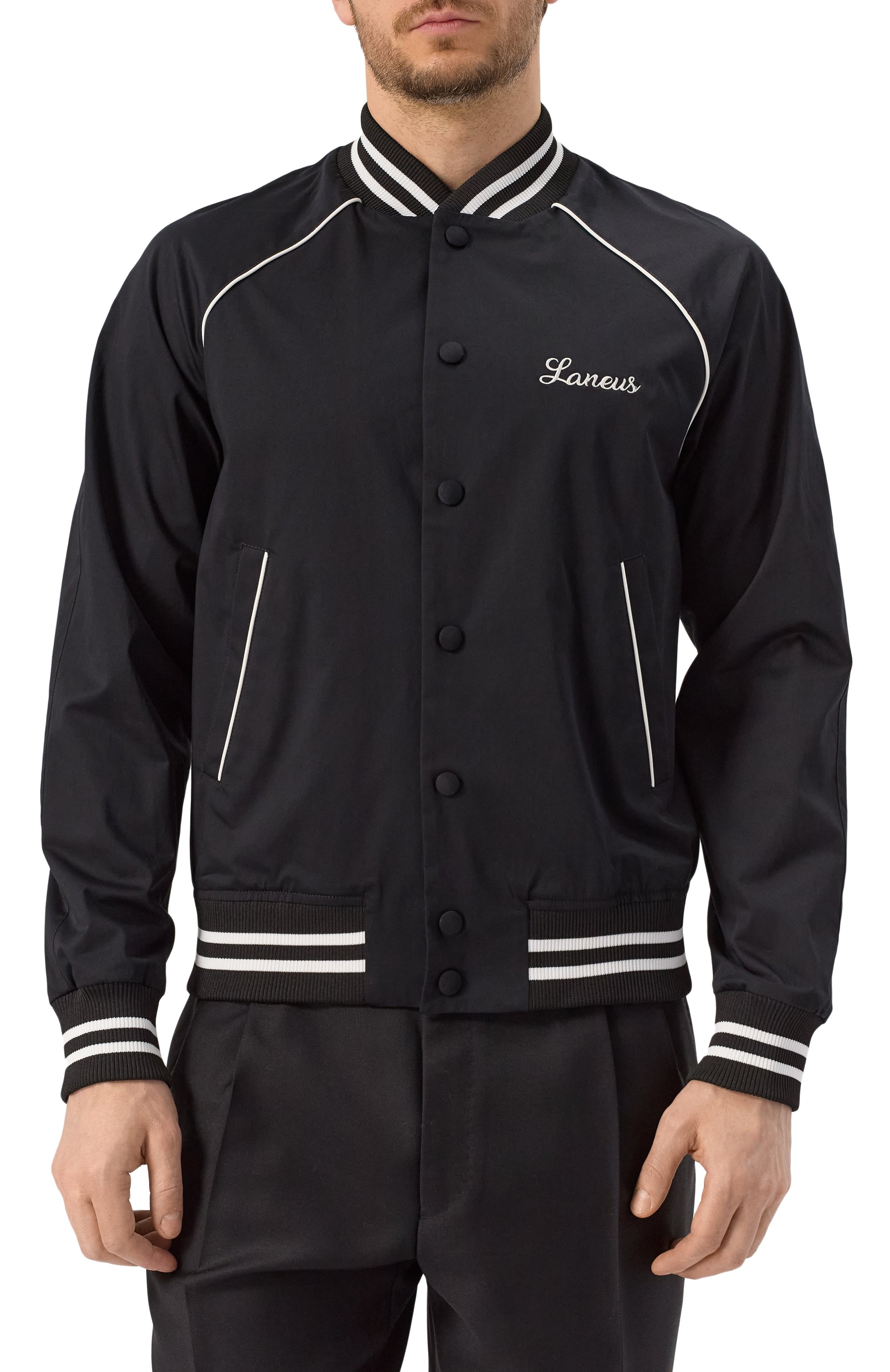 Хлопковый бомбер LANEUS черного цвета по цене 99500 руб., арт. S5LAMAB0009, фото 3 Хлопковый бомбер LANEUS, арт. S5LAMAB0009, фото 3