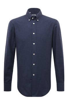 Мужская хлопковая рубашка KITON синего цвета, арт. UCIH0864309 | Фото 1 (Рукава: Длинные; Длина (для топов): Стандартные; Материал внешний: Хлопок; Материал сплава: Проставлено; Драгоценные камни: Проставлено; Воротник: Button down; Случай: Повседневный; Рубашки М: Regular Fit; Манжеты: На пуговицах; Стили: Кэжуэл; Принт: Клетка)