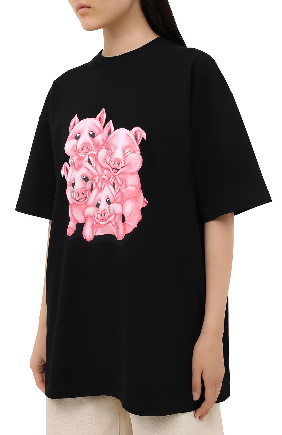 Хлопковая футболка VETEMENTS черного цвета по цене 34050 руб., арт. UAH21TR560 1611/W, фото 3 Хлопковая футболка VETEMENTS, арт. UAH21TR560 1611/W, фото 3