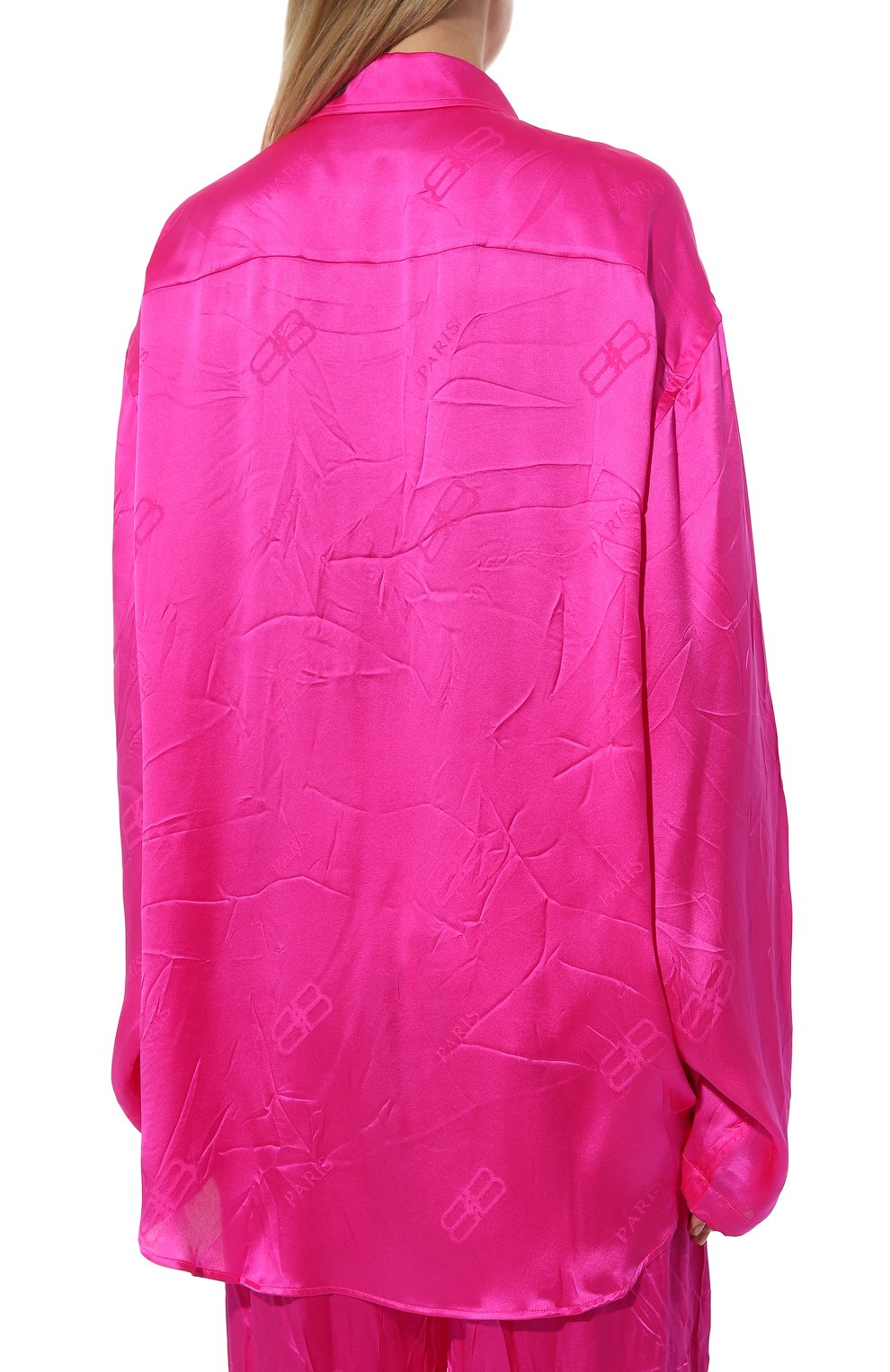 Рубашка из вискозы BALENCIAGA розового цвета по цене 218500 руб., арт. 681631/T0N03, фото 4 Рубашка из вискозы BALENCIAGA, арт. 681631/T0N03, фото 4