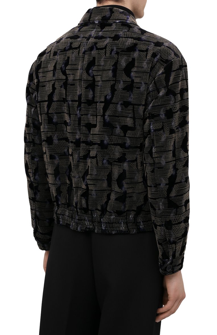 Мужской бомбер из вискозы и шелка GIORGIO ARMANI разноцветного цвета, арт. 1WG0B066/T02SM | Фото 4 (Длина (верхняя одежда): Короткие; Рукава: Длинные; Кросс-КТ: Куртка, бомбер, Утепленные; Материал утеплителя: Шерсть; Стили: Кэжуэл; Материал внешний: Вискоза, Синтетический материал; Принт: С принтом)