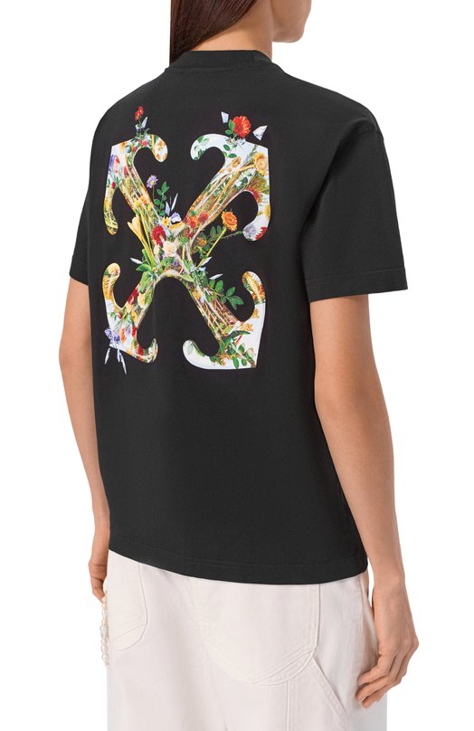 Хлопковая футболка Off-White 0WAA089F25JER001 Чёрный  0WAA089F25JER001 Фото 4