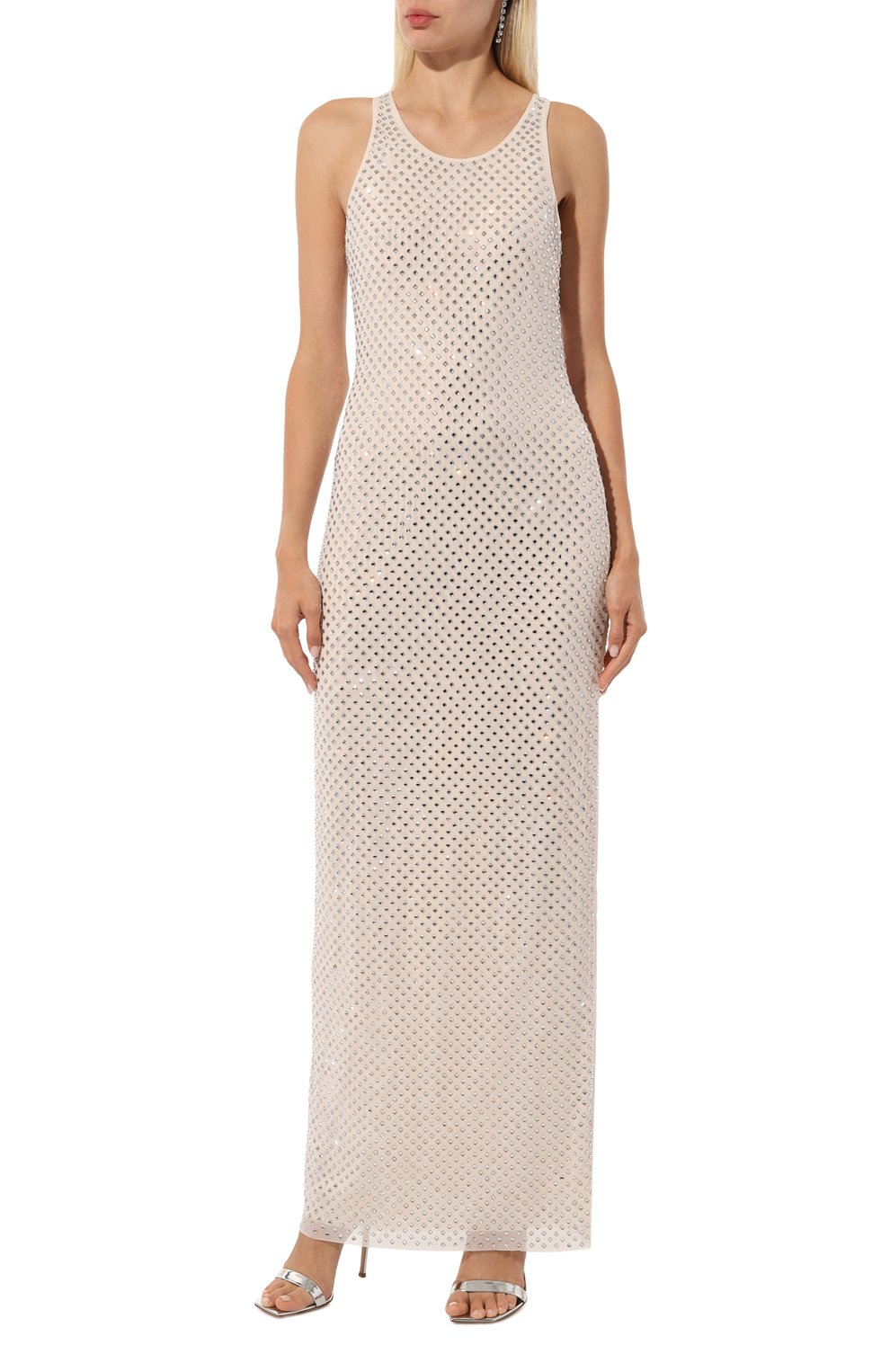 Платье с отделкой стразами SELF-PORTRAIT кремового цвета по цене 79950 руб., арт. PF24-171X-C, фото 3 Платье с отделкой стразами SELF-PORTRAIT, арт. PF24-171X-C, фото 3