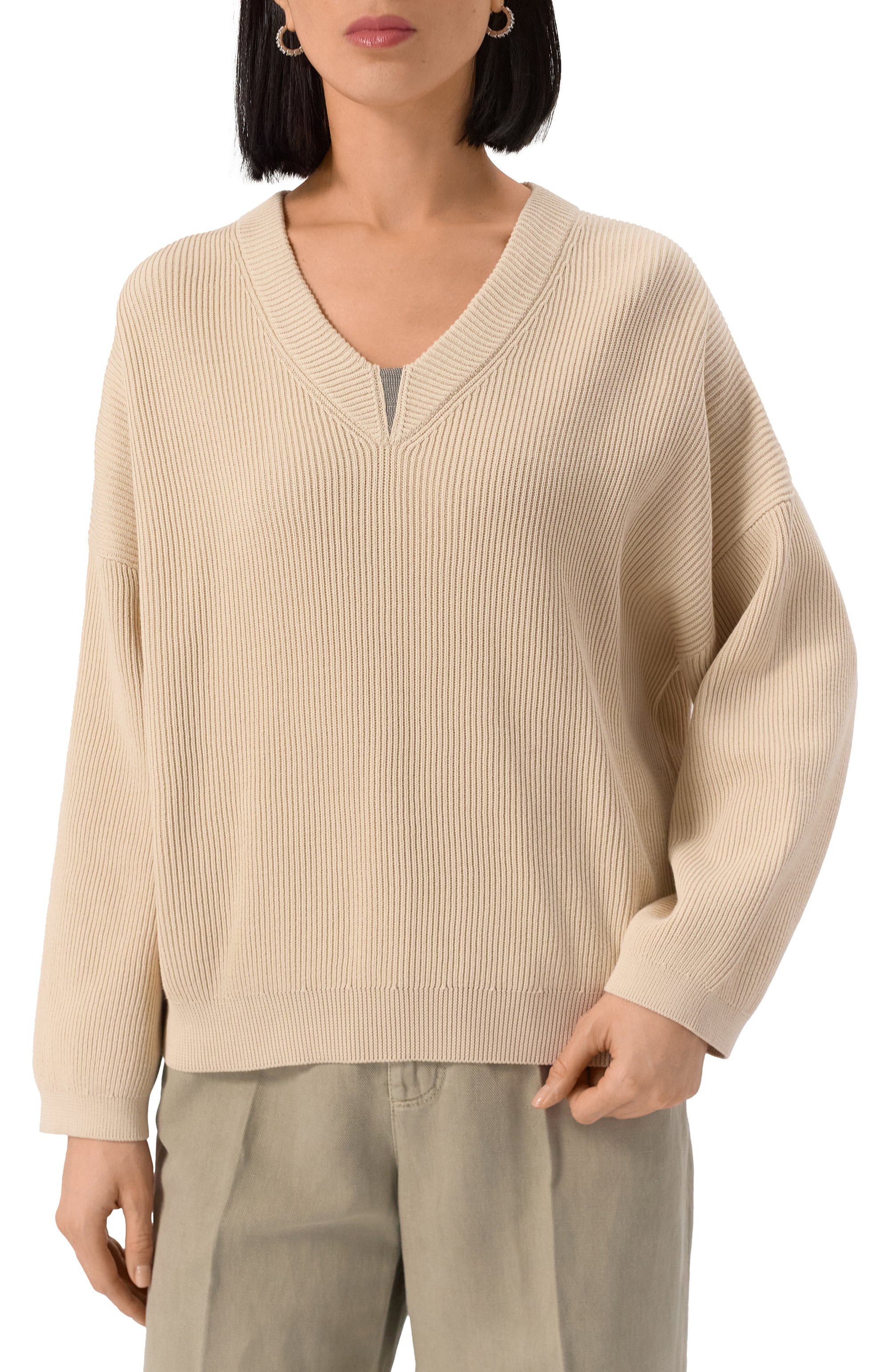 Хлопковый пуловер BRUNELLO CUCINELLI, арт. M19255002, фото 3