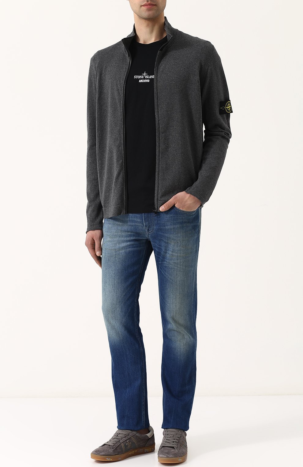 Джинсы прямого кроя с потертостями STONE ISLAND, арт. 6815J2ZN4, фото 2