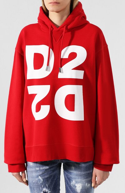 Хлопковое худи DSQUARED2 красного цвета по цене 36600 руб., арт. S75GU0293/S25042, фото 3 Хлопковое худи DSQUARED2, арт. S75GU0293/S25042, фото 3