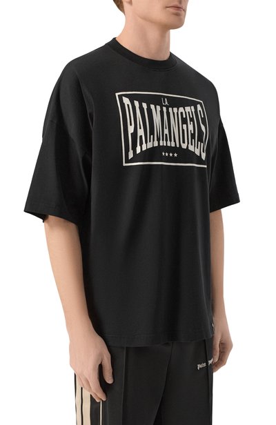 Хлопковая футболка PALM ANGELS черного цвета по цене 22500 руб., арт. PAMAA003JR004, фото 3 Хлопковая футболка PALM ANGELS, арт. PAMAA003JR004, фото 3