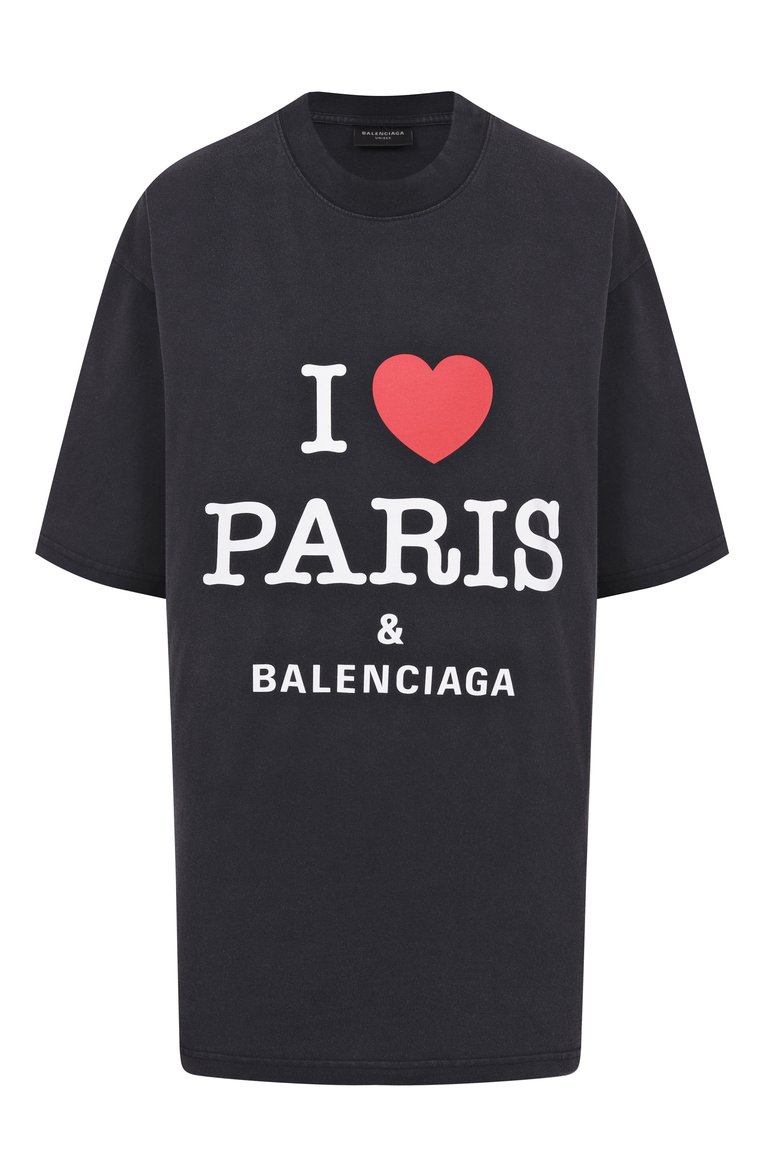 Мужского хлопковая футболка BALENCIAGA черного цвета, арт. 764235/TRVU9 | Фото 1 (Материал внешний: Хлопок; Принт: С принтом; Стили: Гранж; Нос: Не проставлено; Региональные ограничения белый список (Axapta Mercury): Не проставлено; Мужское Кросс-КТ: Футболка-одежда)