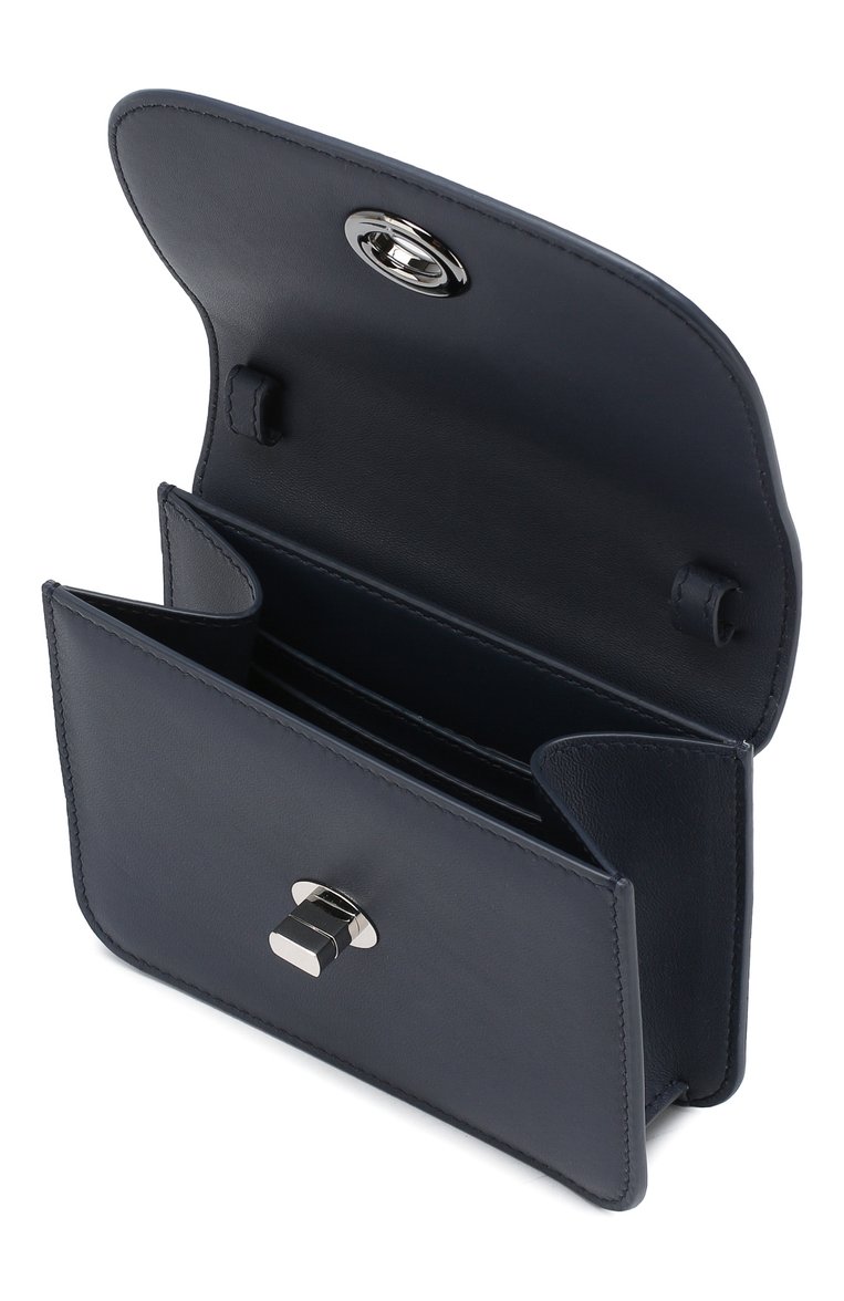 Женская поясная сумка flap pouch LORO PIANA темно-синего цвета, арт. FAI7095 | Фото 4 (Статус проверки: Проверена категория, Проверено; Размер: mini; Материал: Натуральная кожа; Ремень/цепочка: На ремешке; Стили: Классический)