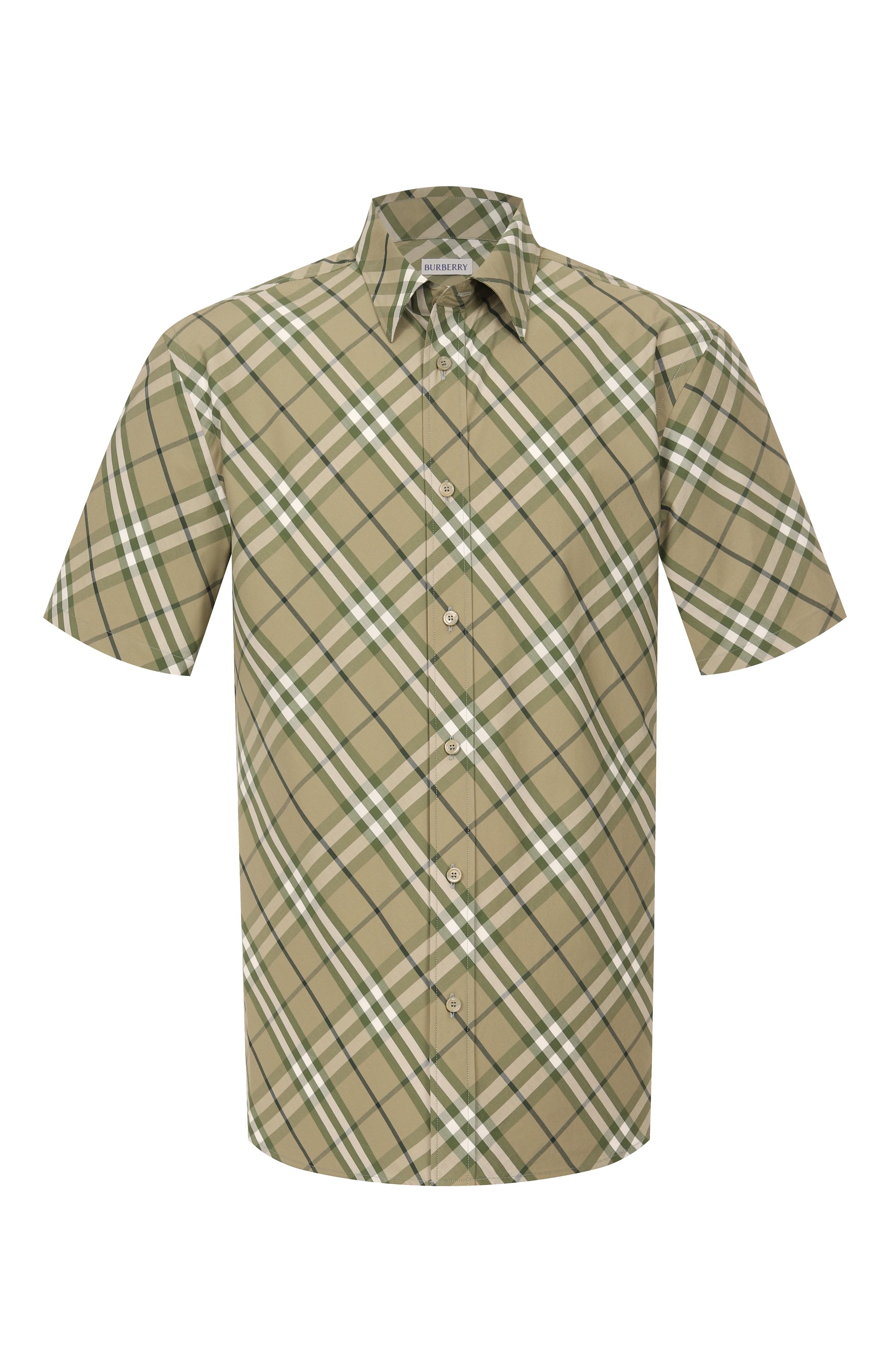 Хлопковая рубашка BURBERRY хаки цвета по цене 76850 руб., арт. 8107674, фото 1 Хлопковая рубашка BURBERRY, арт. 8107674, фото 1