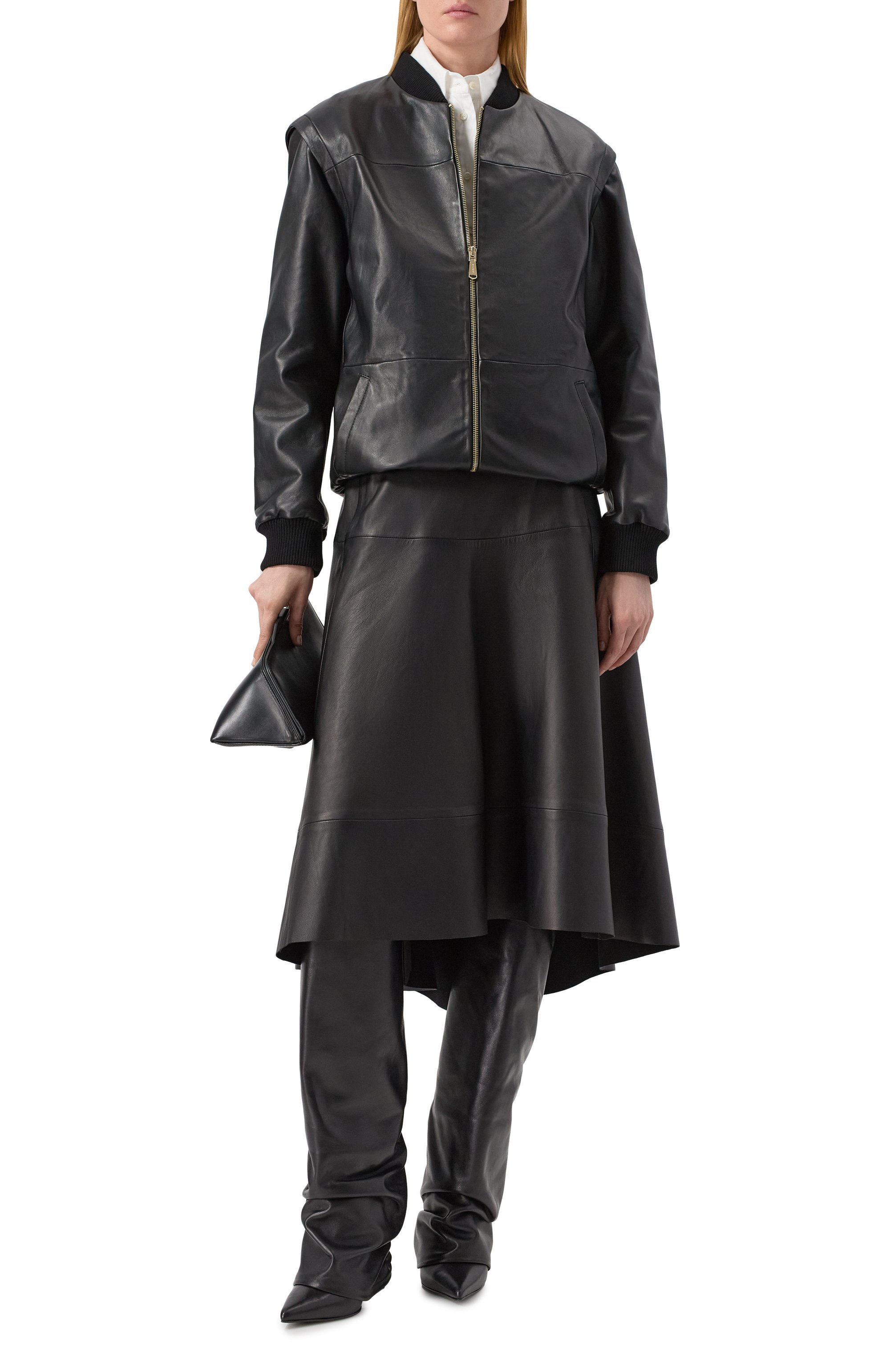 Кожаная юбка BATS черного цвета по цене 65000 руб., арт. FW22_S_2201, фото 2 Кожаная юбка BATS, арт. FW22_S_2201, фото 2