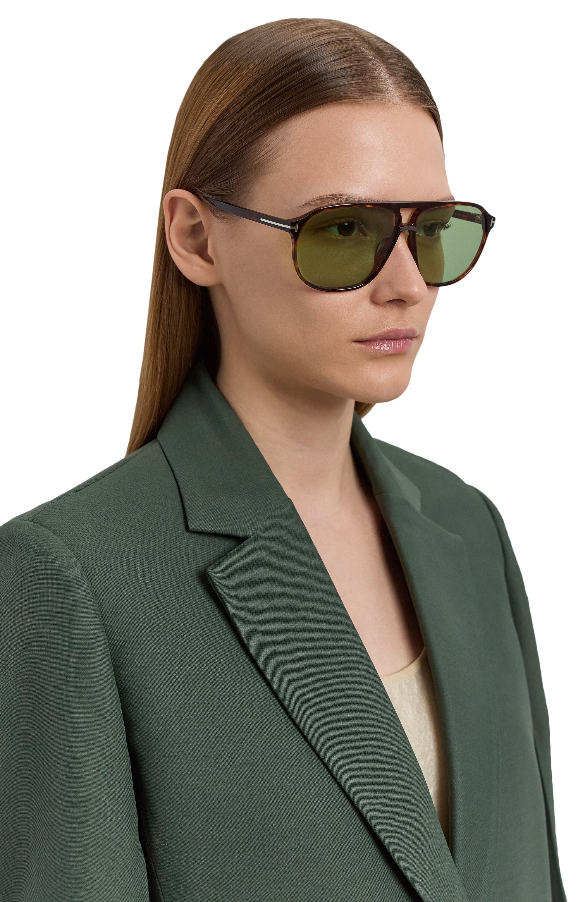 Солнцезащитные очки TOM FORD зеленого цвета по цене 54950 руб., арт. TF1026 54N, фото 3 Солнцезащитные очки TOM FORD, арт. TF1026 54N, фото 3