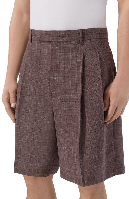 Шорты из шерсти и льна Jil Sander J22KA0344/J40297 Коричневый  J22KA0344/J40297 Фото 3