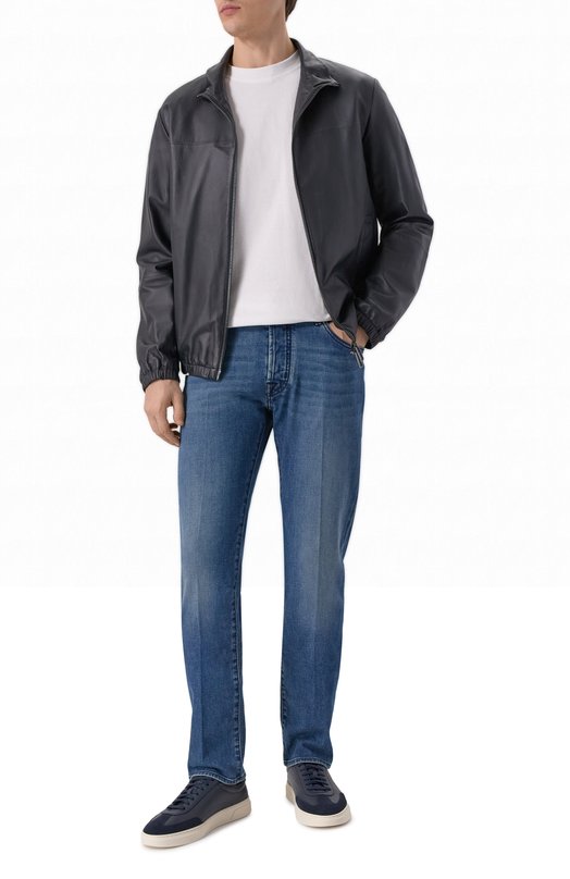 Кожаный бомбер Emporio Armani 01R55P/01P54 Синий  01R55P/01P54 Фото 2