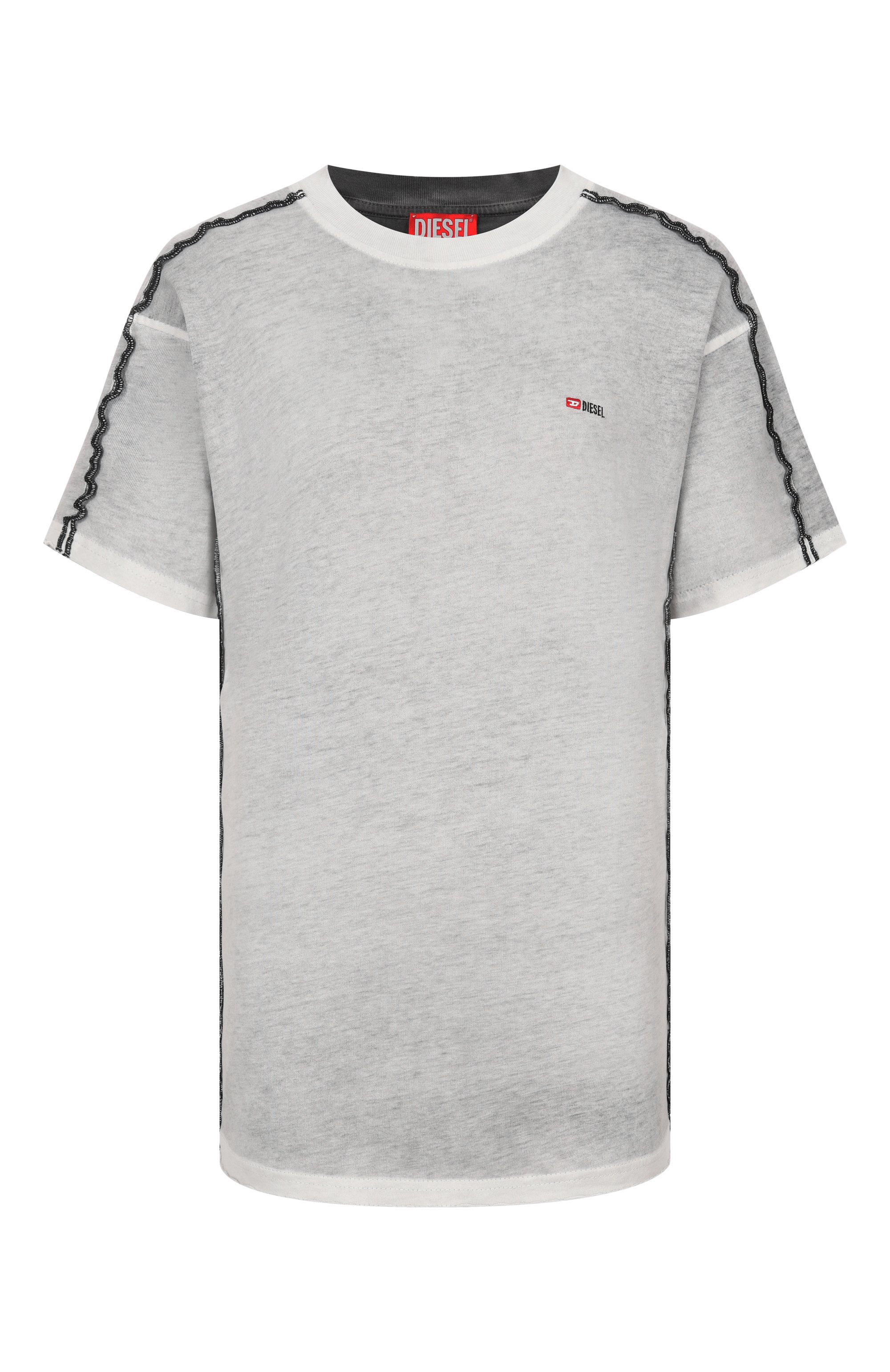 Хлопковая футболка DIESEL серого цвета по цене 14250 руб., арт. A21007/0BMCC, фото 1 Хлопковая футболка DIESEL, арт. A21007/0BMCC, фото 1