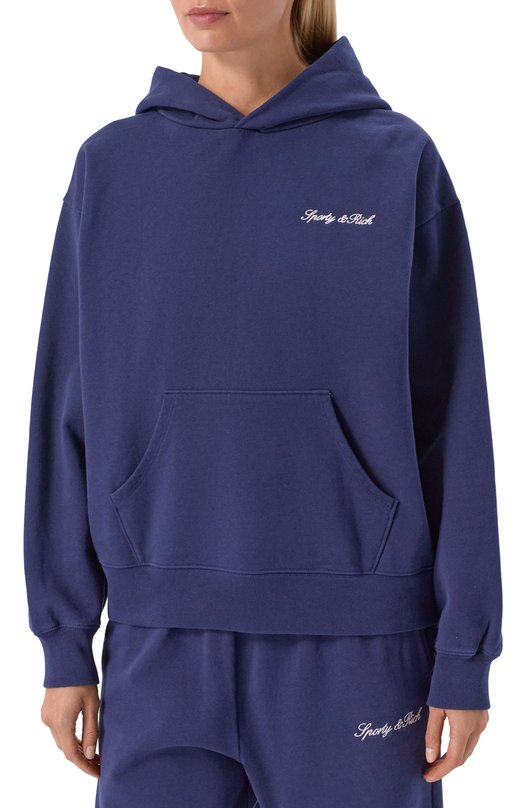 Хлопковое худи Sporty and Rich ST09168326BL106 Синий  ST09168326BL106 Фото 3
