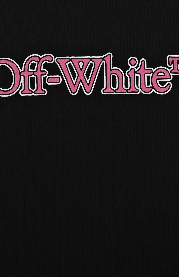 Детская хлопковая футболка OFF-WHITE черного цвета, арт. 0GAA001S24JER004/4-10 | Фот�о 3 (Материал внешний: Хлопок; Рукава: Короткие; Девочки Кросс-КТ: футболка-одежда; Ростовка одежда: 4 года | 104 см, 10 - 11 лет | 140 - 146см, 6 лет | 116 см, 8 лет | 128 см)