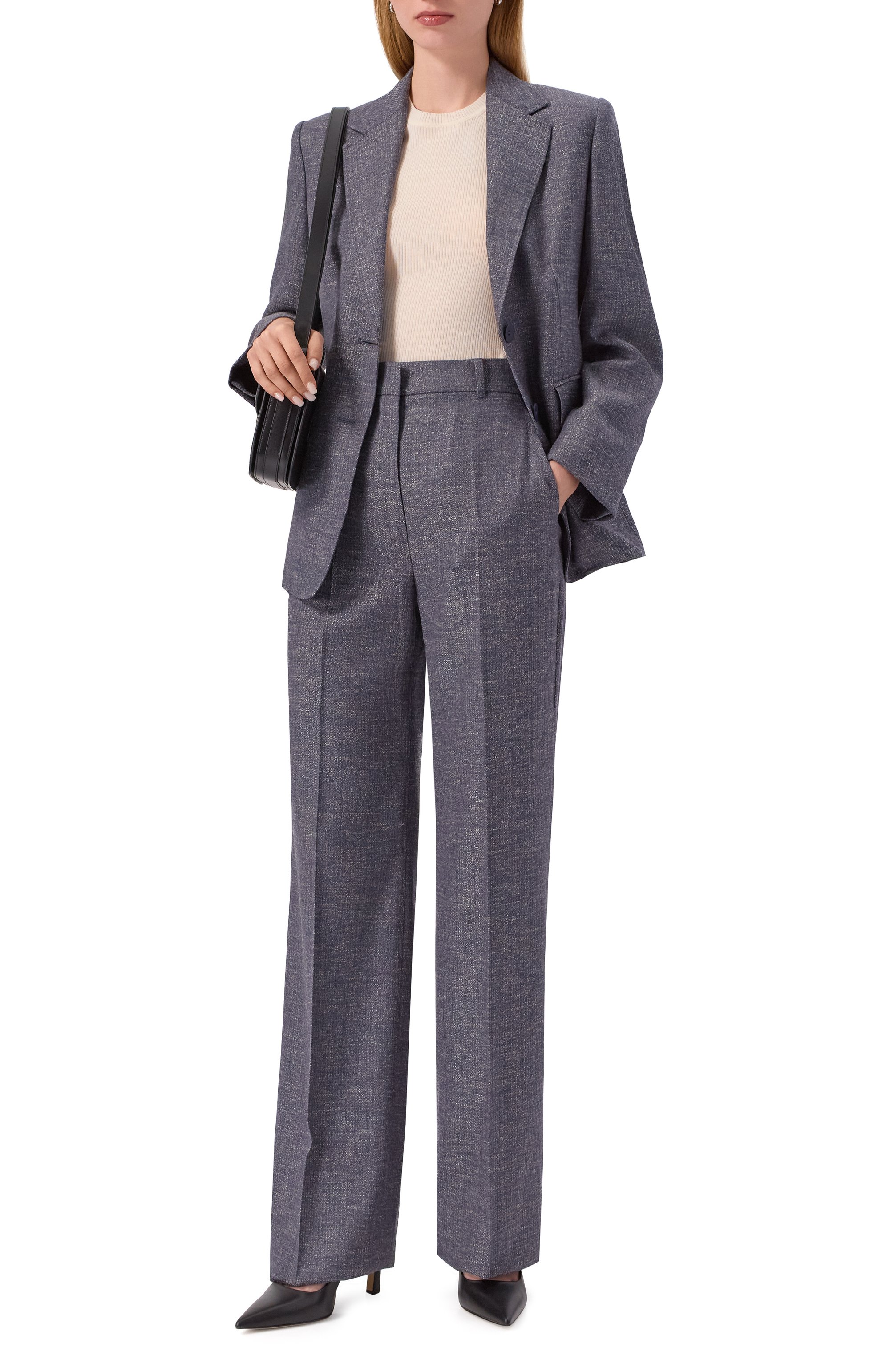 Брюки из шерсти и вискозы MAX MARA STUDIO синего цвета по цене 39900 руб., арт. EZIANA, фото 2 Брюки из шерсти и вискозы MAX MARA STUDIO, арт. EZIANA, фото 2