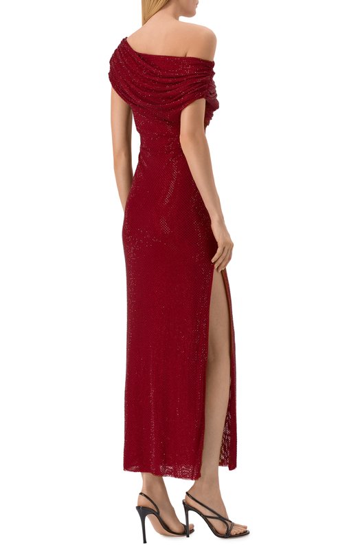 Платье с отделкой стразами self-portrait RS26002MBU Бордовый  RS26002MBU Фото 3