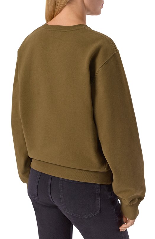 Хлопковый свитшот Saint Laurent 823184/Y36SW Хаки  823184/Y36SW Фото 4