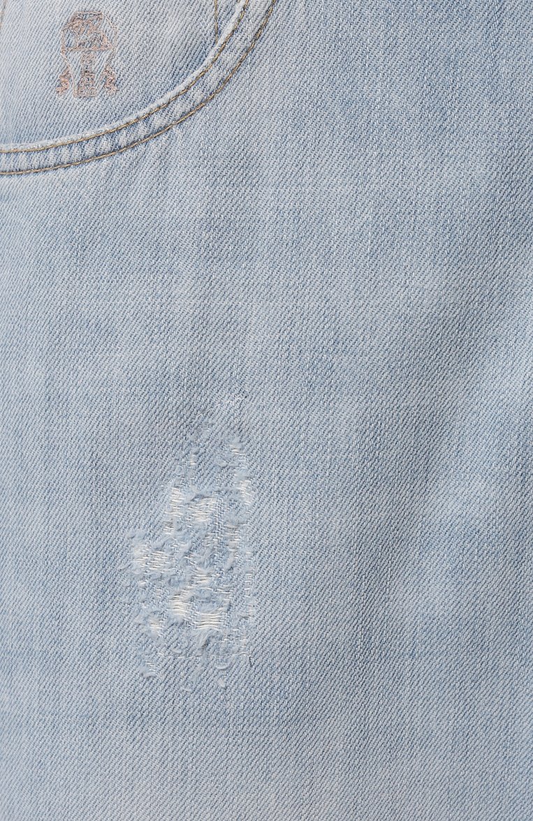 Мужские джинсы leisure fit BRUNELLO CUCINELLI голубого цвета, арт. M0Z37B2279 | Фото 5 (Материал внешний: Хлопок, Деним; Длина (брюки, джинсы): Стандартные; Кросс-КТ: Деним; Детали: Потертости, Делаве; Силуэт М (брюки): Прямые; Стили: Повседнев�ный, Streetwear; Автоматизация состава: Проставлено; Автоматизация ТО: Проставлено)