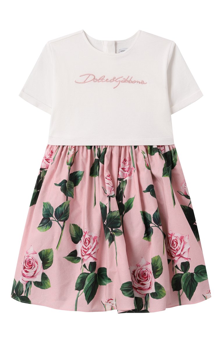 Женский комплект из платья и шорт DOLCE & GABBANA розового цвета, арт. L2JD9R/G700S | Фото 2 (Нос: Не проставлено; Материал внешний: Хлопок; Ростовка одежда: 6 мес | 68 см, 24 мес | 92 см, 18 мес | 86 см, 12 мес | 80 см, 3 мес | 62 см, 9 мес | 74 см)