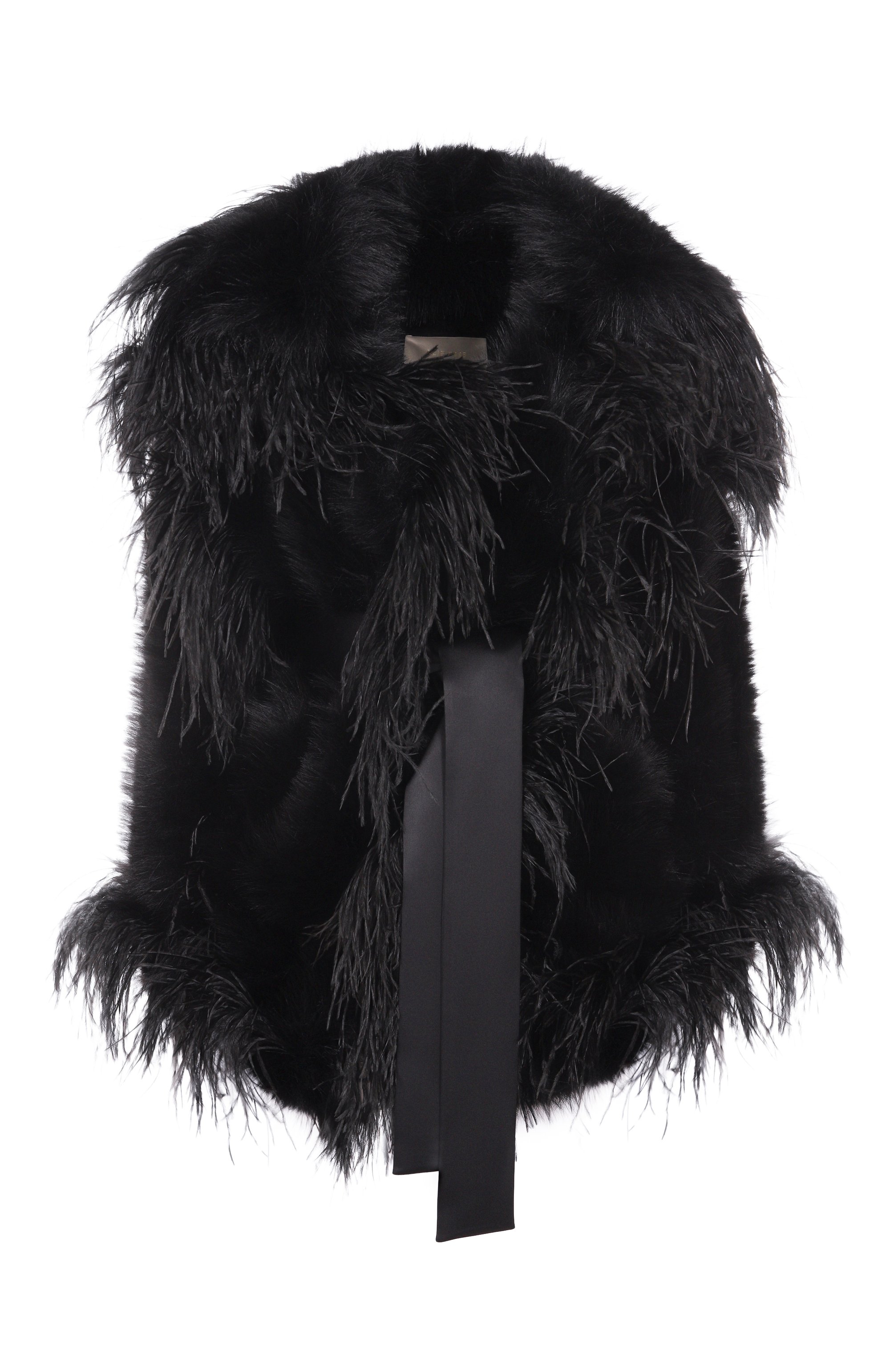 Шуба с отделкой перьями ELIE SAAB, арт. J0148AP25/FR001, фото 1