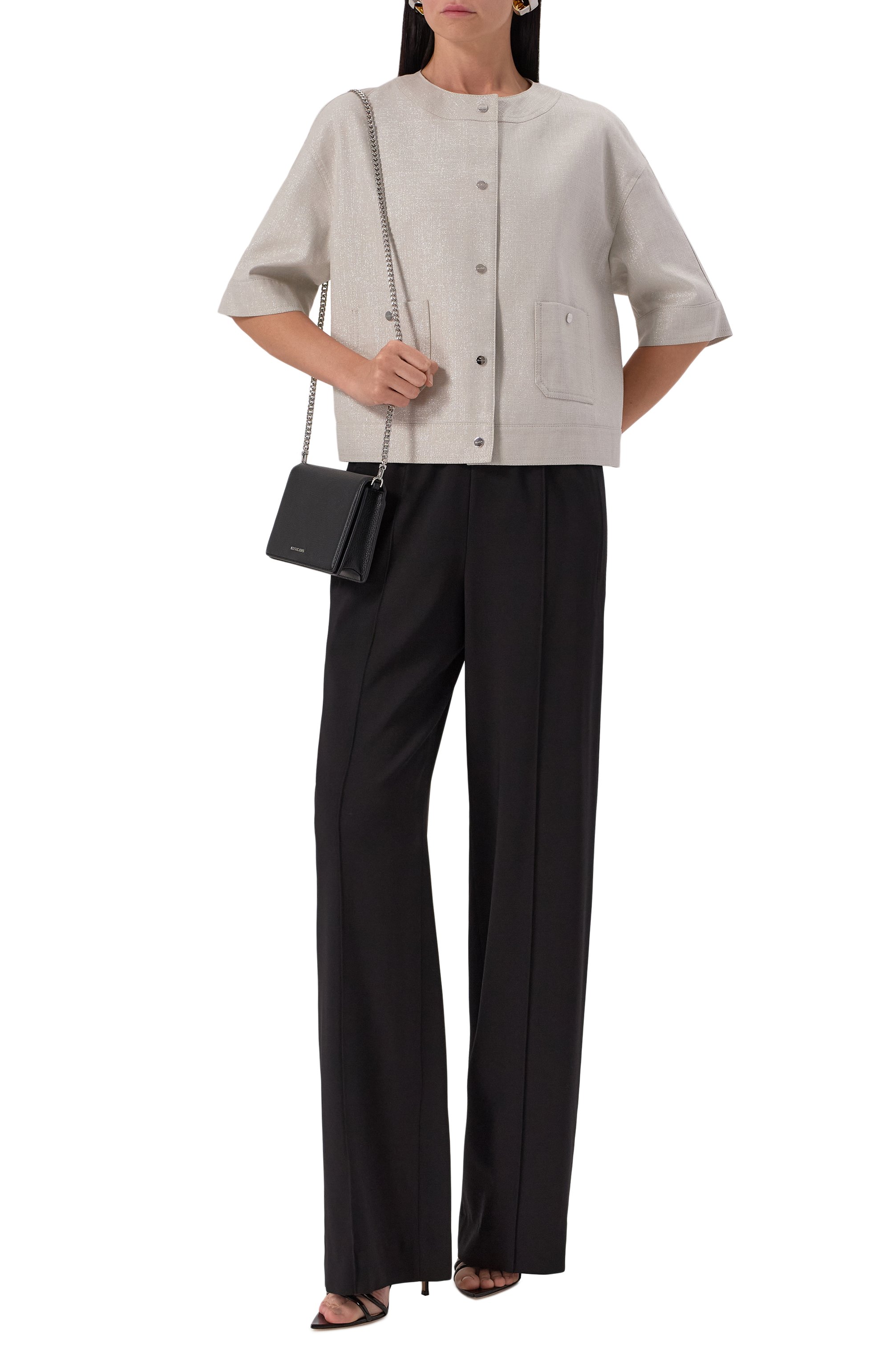 Жакет из хлопка и льна MAX MARA STUDIO серого цвета по цене 79950 руб., арт. AGILE, фото 2 Жакет из хлопка и льна MAX MARA STUDIO, арт. AGILE, фото 2