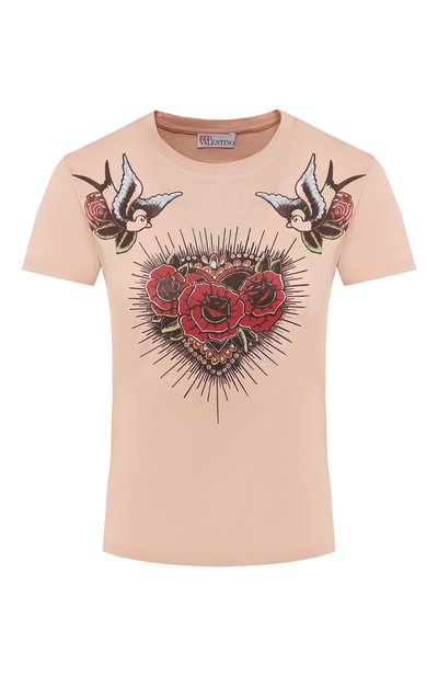 Женская хлопковая футболка REDVALENTINO, арт. RR0MG00T/TFH