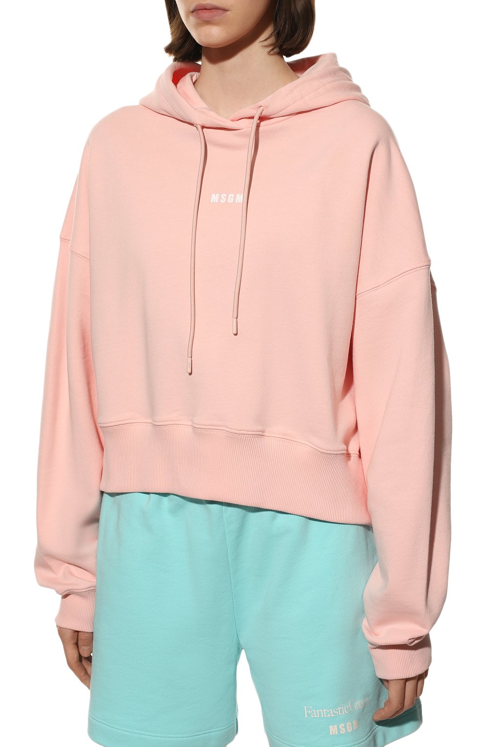 Хлопковое худи MSGM светло-розового цвета по цене 26650 руб., арт. 3241MDM509 227299, фото 3 Хлопковое худи MSGM, арт. 3241MDM509 227299, фото 3