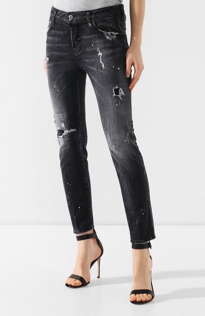 Джинсы с потертостями DSQUARED2 черного цвета по цене 34300 руб., арт. S75LB0134/S30357, фото 3 Джинсы с потертостями DSQUARED2, арт. S75LB0134/S30357, фото 3