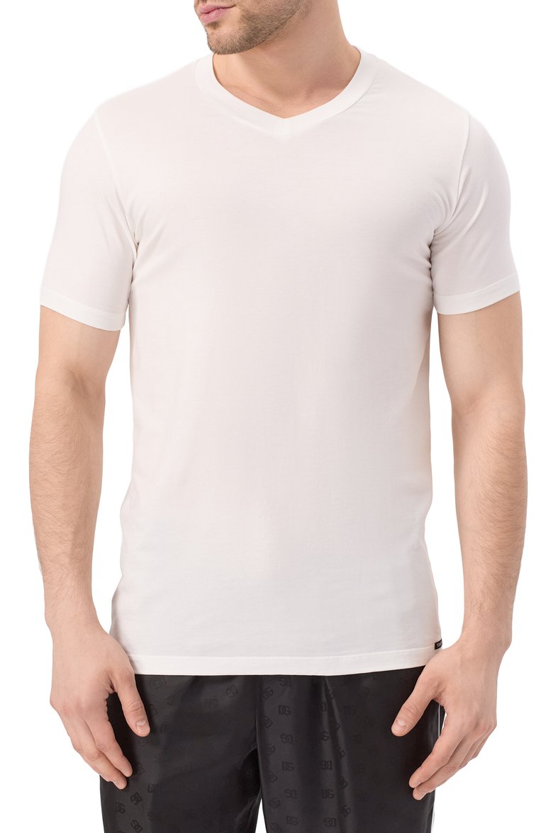 Мужская хлопковая футболка TOM FORD белого цвета, арт. T4M09/141 | Фото 3 (Рукава: Короткие; Длина (для топов): Стандартные; Материал внешний: Хлопок, Синтетический материал; Кросс-КТ: домашняя одежда)