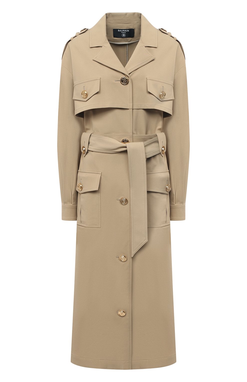 Плащ BALMAIN бежевого цвета по цене 238500 руб., арт. VF19165/X392, фото 1 Плащ BALMAIN, арт. VF19165/X392, фото 1