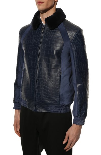 Бомбер из кожи крокодила с воротником из бобра ZILLI, арт. MAW-KHAN0-A0101/1001/CP0R, фото 3