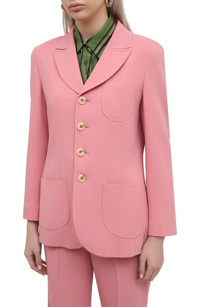 Жакет из вискозы GUCCI розового цвета по цене 194500 руб., арт. 643294/ZKR01, фото 3 Жакет из вискозы GUCCI, арт. 643294/ZKR01, фото 3