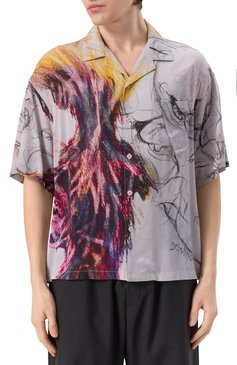 Мужская рубашка из вискозы DOMREBEL разноцветного цвета, арт. ASCEND/CAMP C0LLAR SHIRT | Фото 3 (Материал сплава: Проставлено; Драгоценные камни: Проставлено; Материал внешний: Вискоза, Хлопок; Длина (для топов): Стандартные; Случай: Повседневный; Рукава: Короткие; Стили: Кэжуэл; Принт: С принтом; Воротник: Отложной)