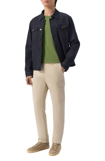 Хлопковая футболка KITON хаки цвета по цене 39950 руб., арт. UNWM008K0263L, фото 2 Хлопковая футболка KITON, арт. UNWM008K0263L, фото 2