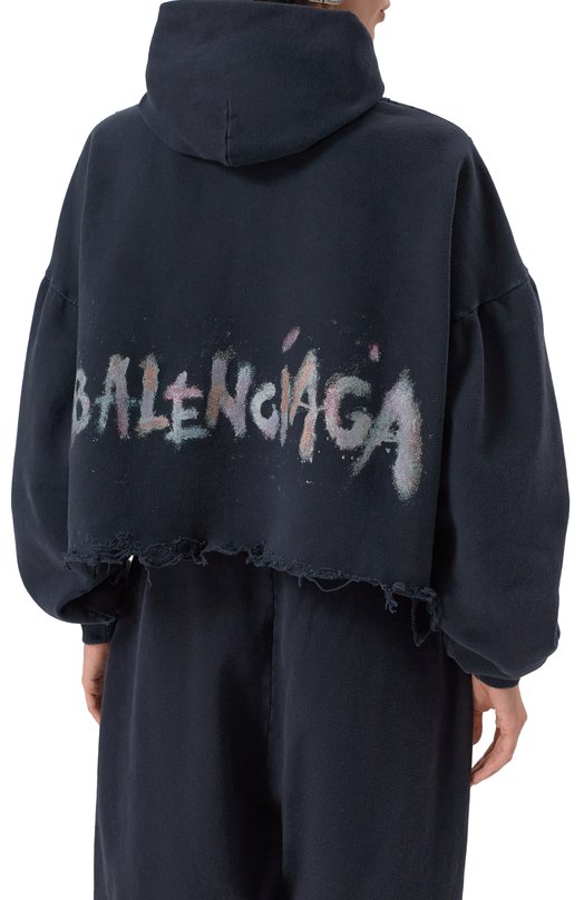 Хлопковое худи Balenciaga 783397/TSVD4 Чёрный  783397/TSVD4 Фото 4