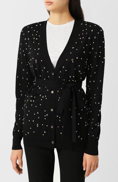 Шерстяной кардиган с декоративными пуговицами ELIE SAAB черного цвета по цене 152500 руб., арт. 9960, фото 3 Шерстяной кардиган с декоративными пуговицами ELIE SAAB, арт. 9960, фото 3