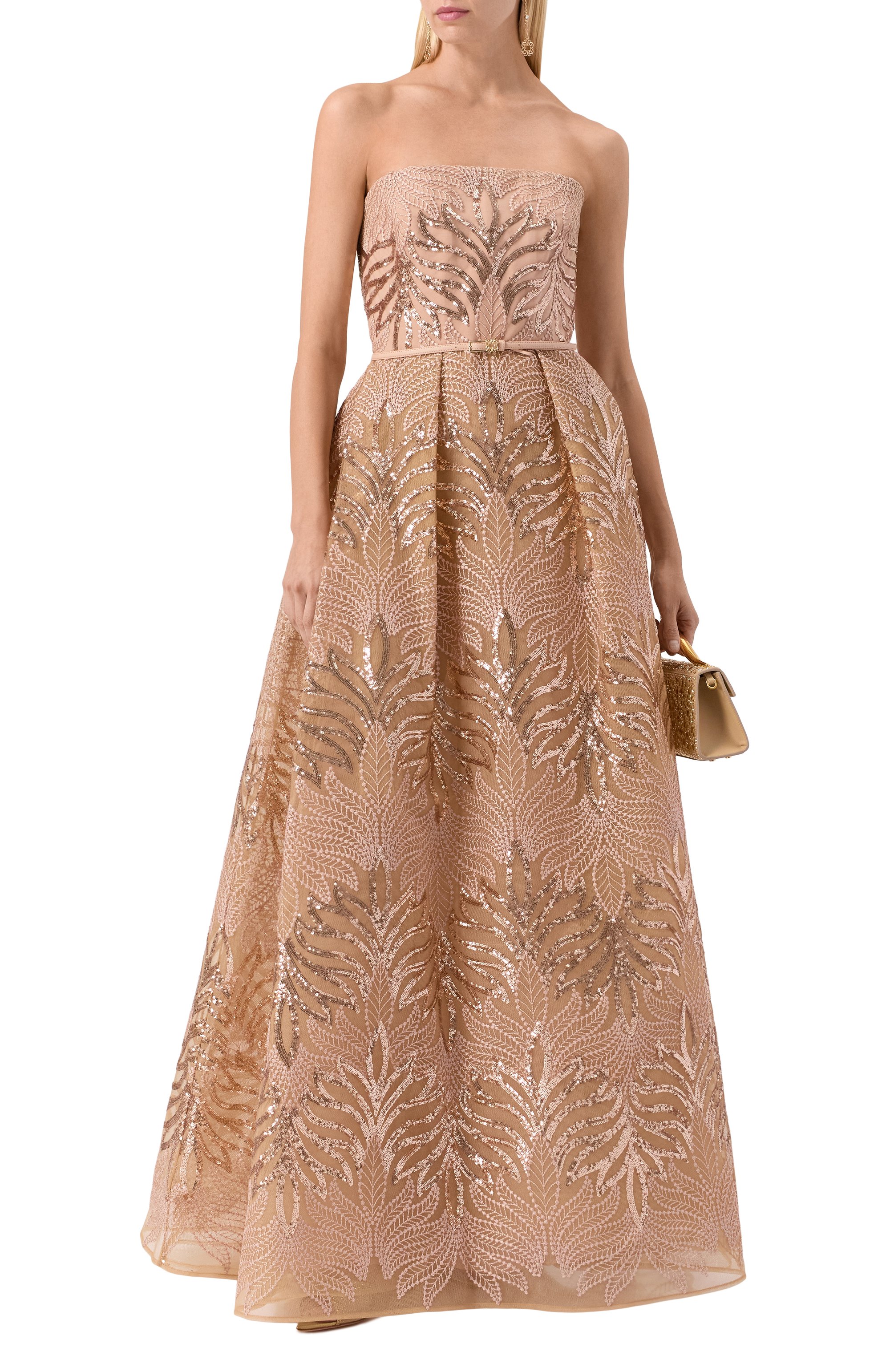 Платье с отделкой пайетками ELIE SAAB, арт. D0788NP25/TU015, фото 2