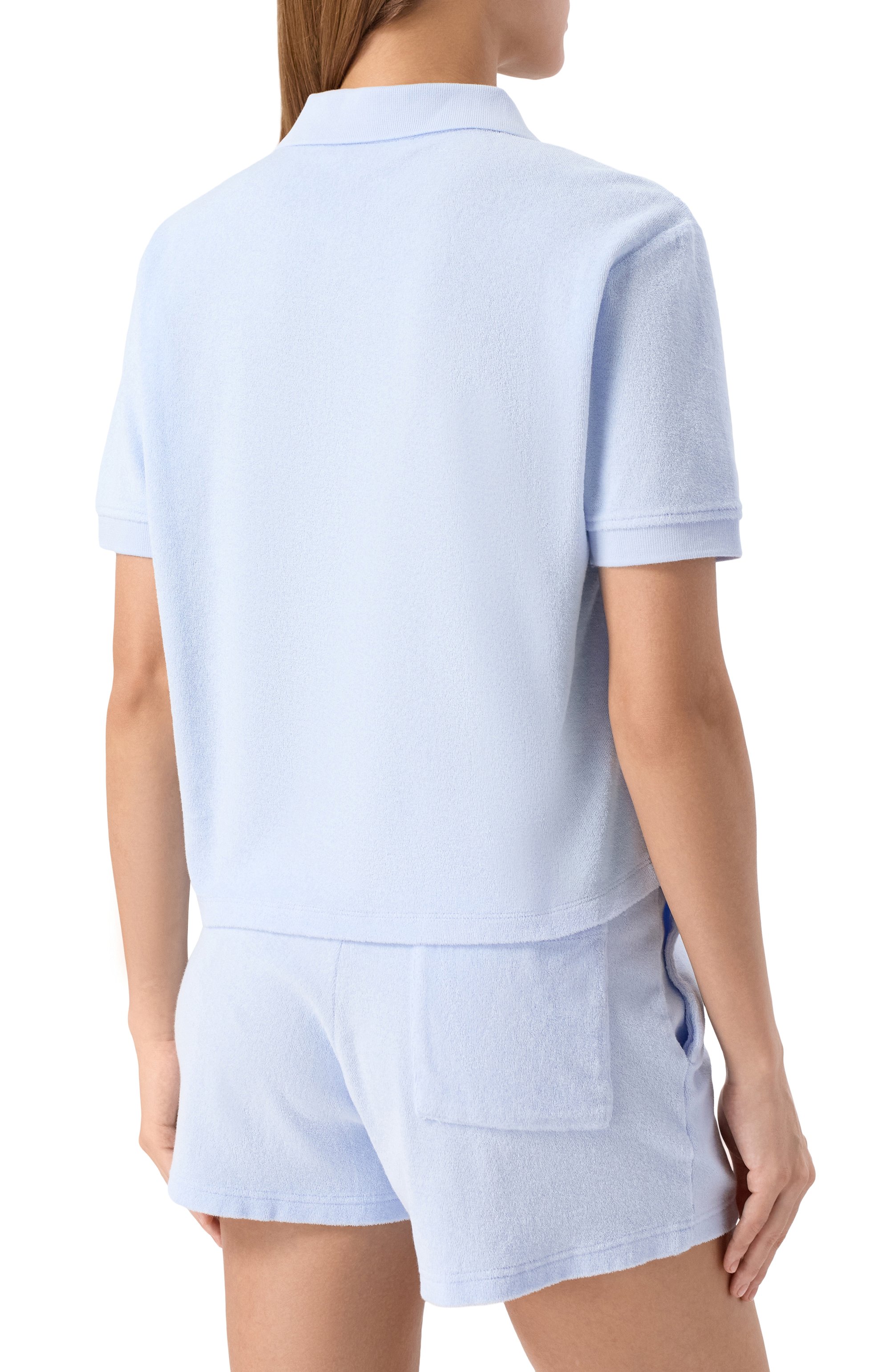 Хлопковое поло SPORTY AND RICH голубого цвета по цене 20750 руб., арт. T0001602231BL90, фото 4 Хлопковое поло SPORTY AND RICH, арт. T0001602231BL90, фото 4