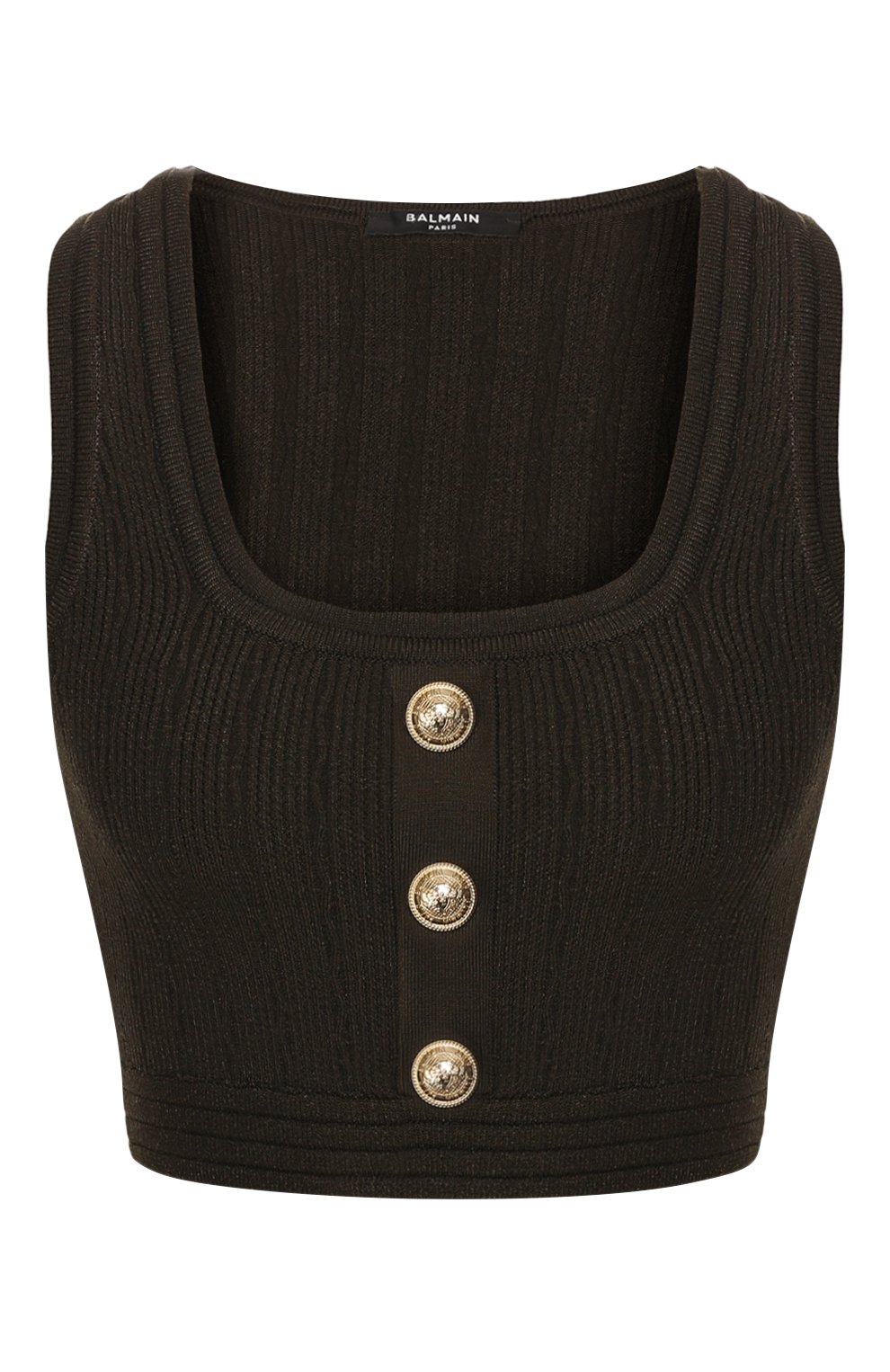 Топ из вискозы BALMAIN хаки цвета по цене 54000 руб., арт. TF10007/K030, фото 1 Топ из вискозы BALMAIN, арт. TF10007/K030, фото 1