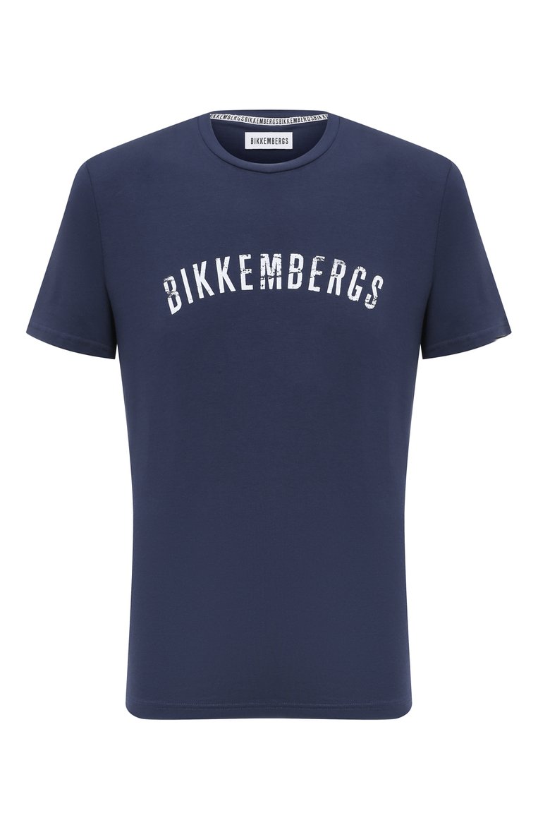 Мужская хлопковая футболка DIRK BIKKEMBERGS темно-синего цвета, арт. BM/T0159 | Фото 1 (Материал внешний: Хлопок; Длина (для топов): Стандартные; Рукава: Короткие; Стили: Кэжуэл; Принт: С принтом; Кросс-КТ: Джерси; Мужское Кросс-КТ: Футболка-одежда)
