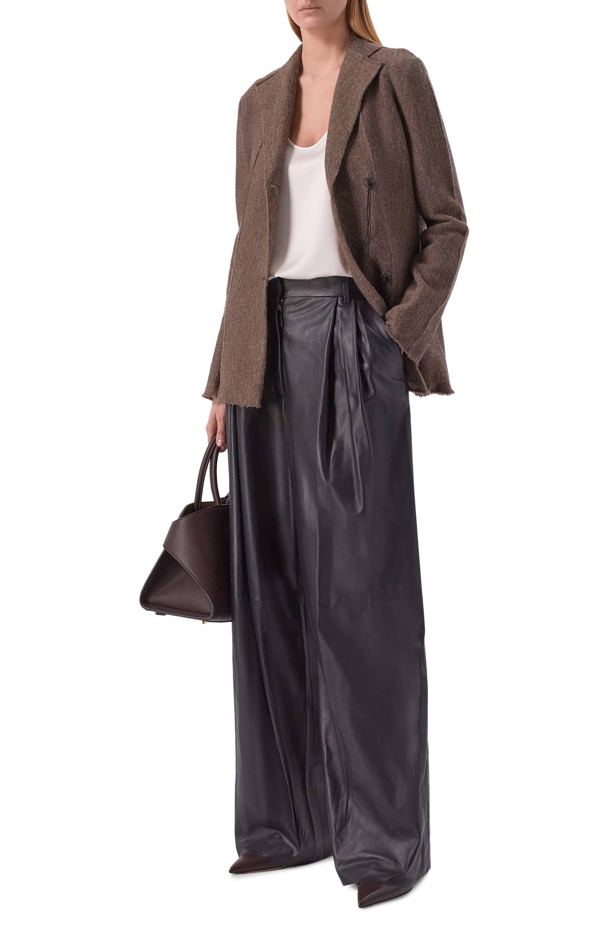 Кожаные брюки GIORGIO ARMANI темно-синего цвета по цене 644500 руб., арт. GW004209/AF29330, фото 2 Кожаные брюки GIORGIO ARMANI, арт. GW004209/AF29330, фото 2