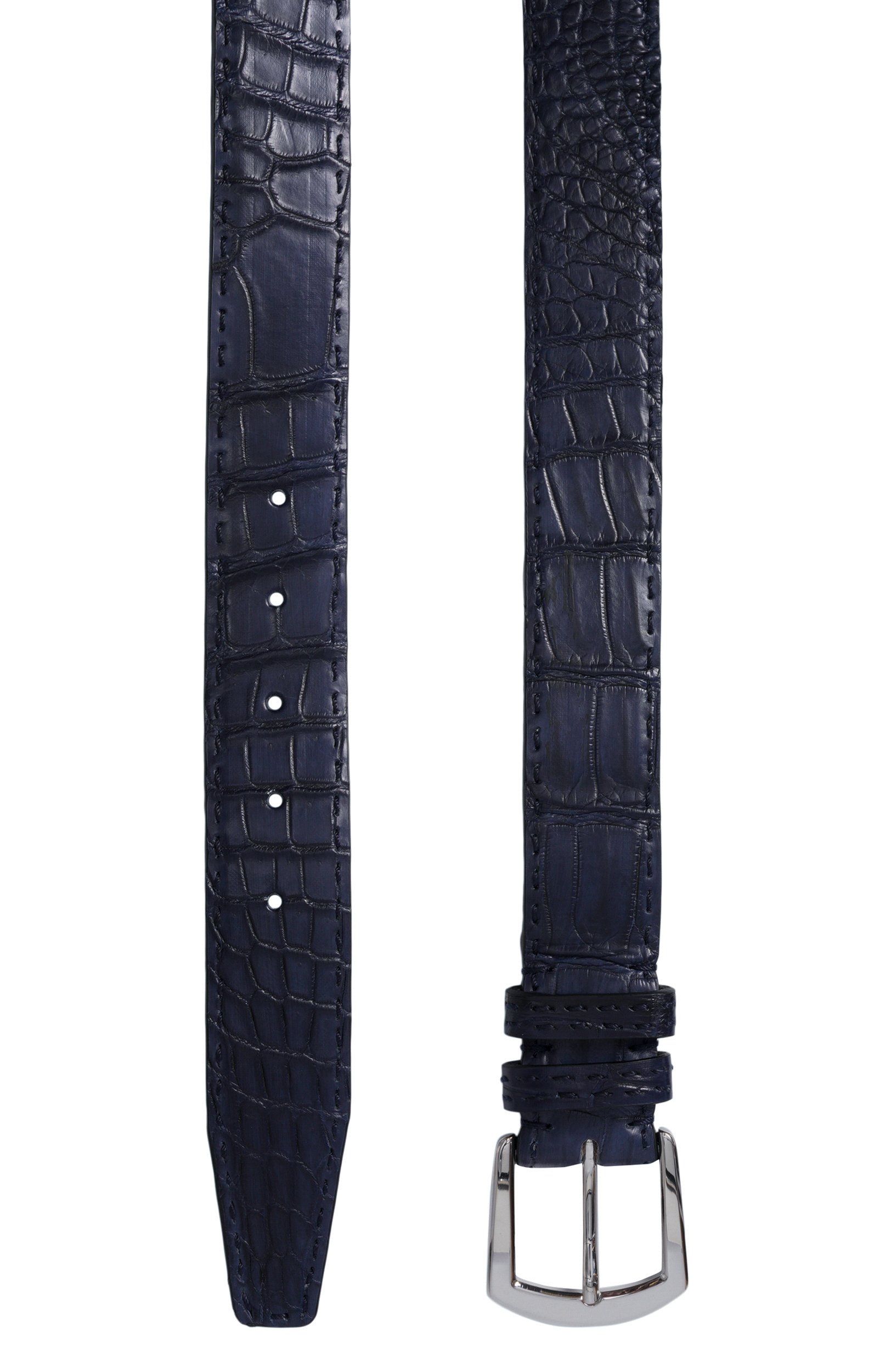 Ремень кожи крокодила KITON темно-синего цвета по цене 345000 руб., арт. USC6135N00102, фото 3 Ремень кожи крокодила KITON, арт. USC6135N00102, фото 3