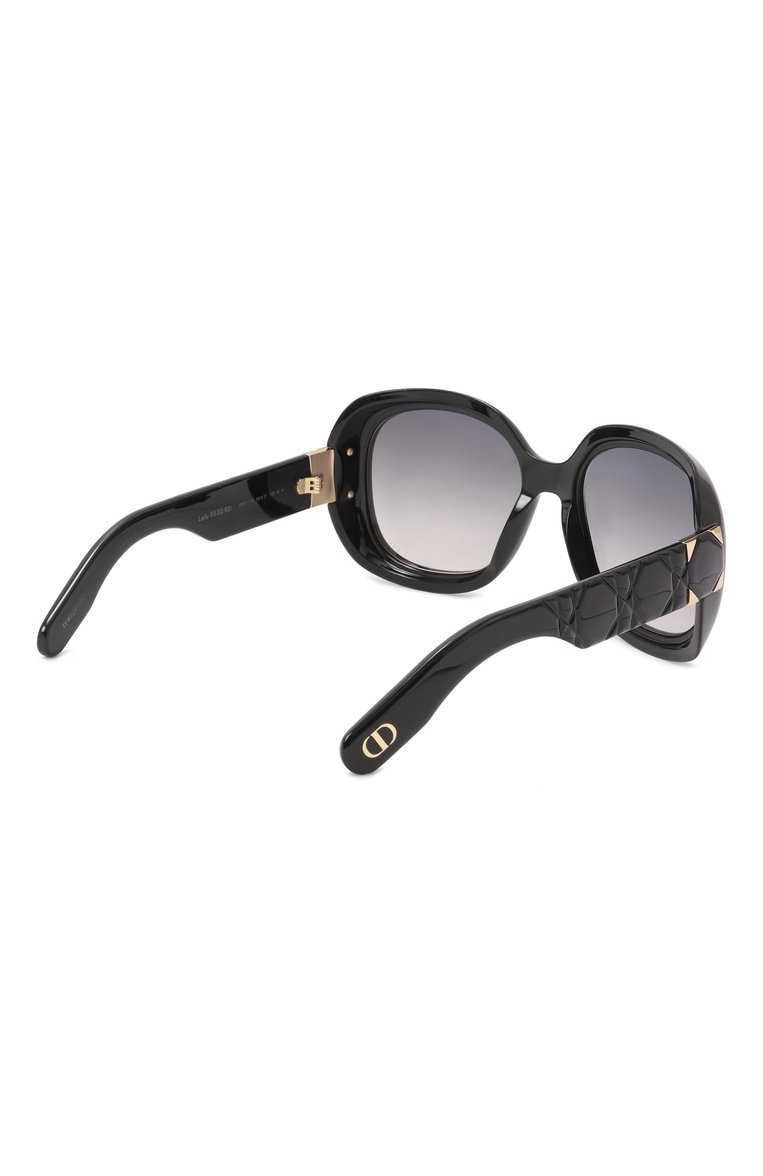 Женские солнцезащитные очки DIOR EYEWEAR черного цвета, арт. LADY 95.22 R2I 10A1 | Фото 4 (Тип очков: С/з; Нос: Не проставлено; Региональные ограничения белый список (Axapta Mercury): Не проставлено; Материал: Пластик; Очки форма: Круглые; Оптика Гендер: оптика-женское)