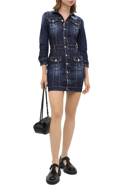 Джинсовое платье DSQUARED2 синего цвета по цене 87550 руб., арт. S75CV0303/S30685, фото 2 Джинсовое платье DSQUARED2, арт. S75CV0303/S30685, фото 2