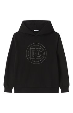 Детский хлопковое худи DOLCE & GABBANA черного цвета, арт. L4JWLI/G70SS/8-14 | Фото 1 (Материал внешний: Хлопок; Рукава: Длинные; Мальчики Кросс-КТ: Худи-одежда; Ростовка одежда: 8 лет | 128 см, 10 - 11 лет | 140 - 146см, 13 - 15 лет | 158 см)
