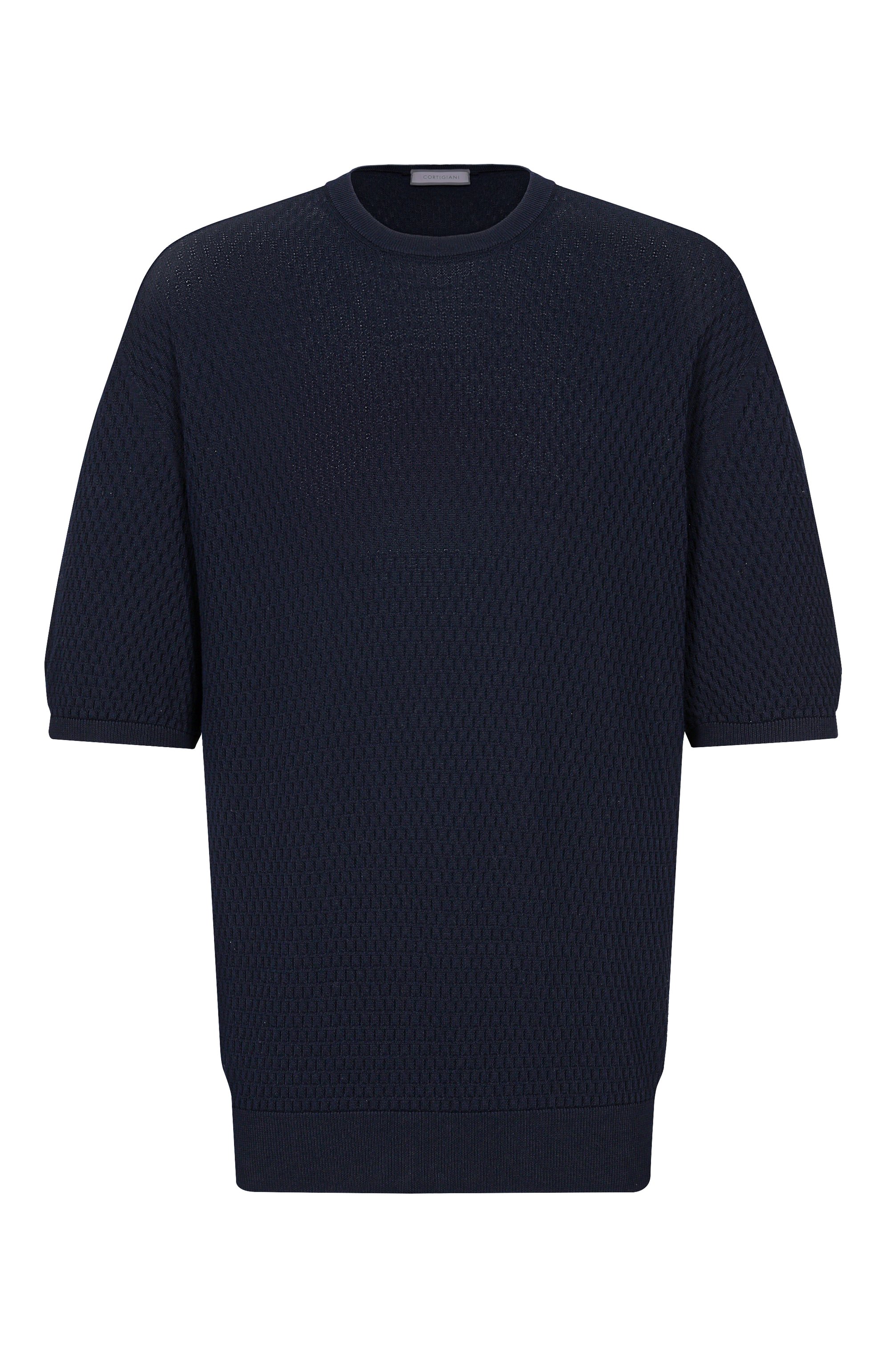 Хлопковый джемпер CORTIGIANI темно-синего цвета по цене 79950 руб., арт. 4AS120, фото 1 Хлопковый джемпер CORTIGIANI, арт. 4AS120, фото 1
