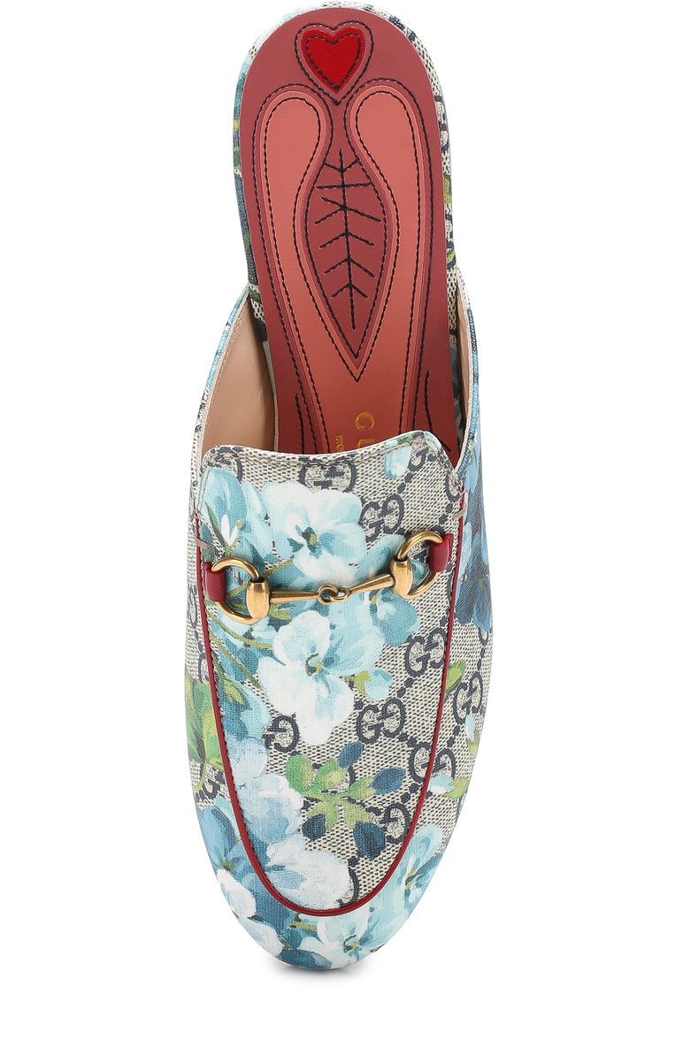 Женские сабо princetown из текстиля с принтом GUCCI голубого цвета, арт. 432772/KU2P0 | Фото 5 (Каблук высота: Низкий; Подошва: Плоская; Материал внешний: Текстиль, Резина; Материал внутренний: Натуральная кожа)